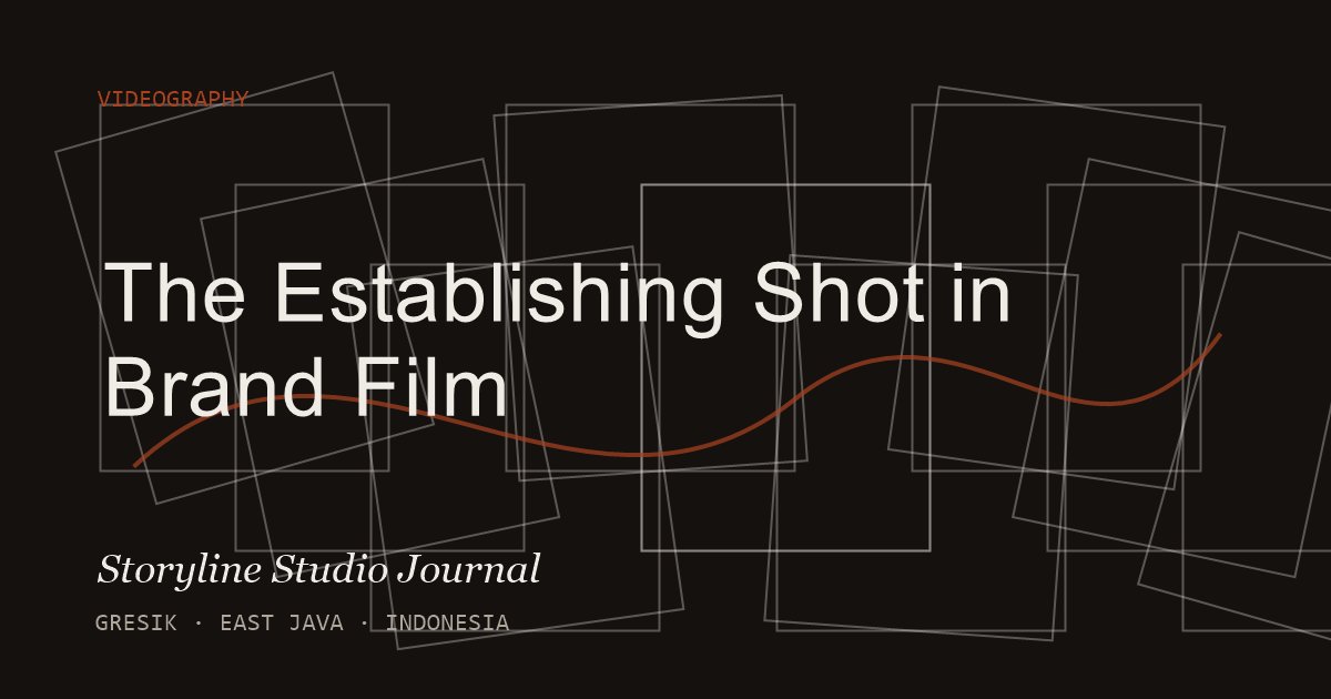 Dark editorial cover for a videography article about establishing shots
